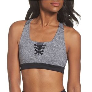 NEW Zella Lace It Up Grey Racerback Sports Bra Size Medium